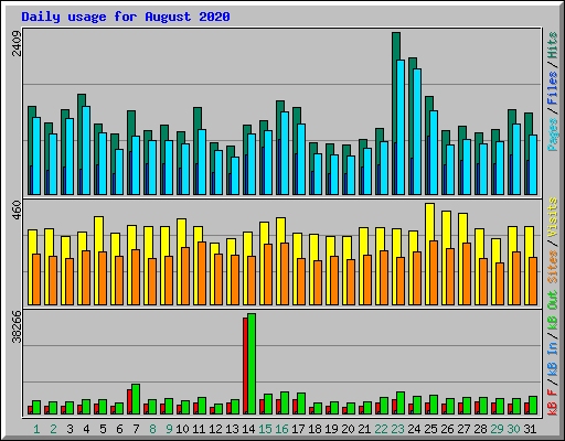 Daily usage for August 2020